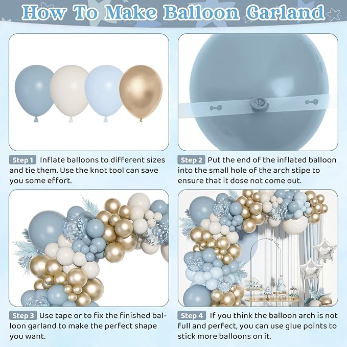 Dusty Blue Balloons Arch Kit, Different Sizes 18 12 10 5Inch Fog Blue Sand - Image 3