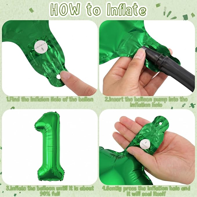 Green Number 1 Balloon 40 Inch, Foil Numeral - Image 5