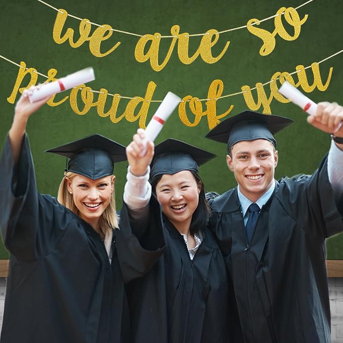 2026 Graduation Banner Party Decorations Gold Glitter We are So Proud of You - Image 4