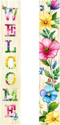 Hometitute 2 Pcs Spring Summer Welcome Floral Porch Banners Butterfly Flower by HOMETITUTE