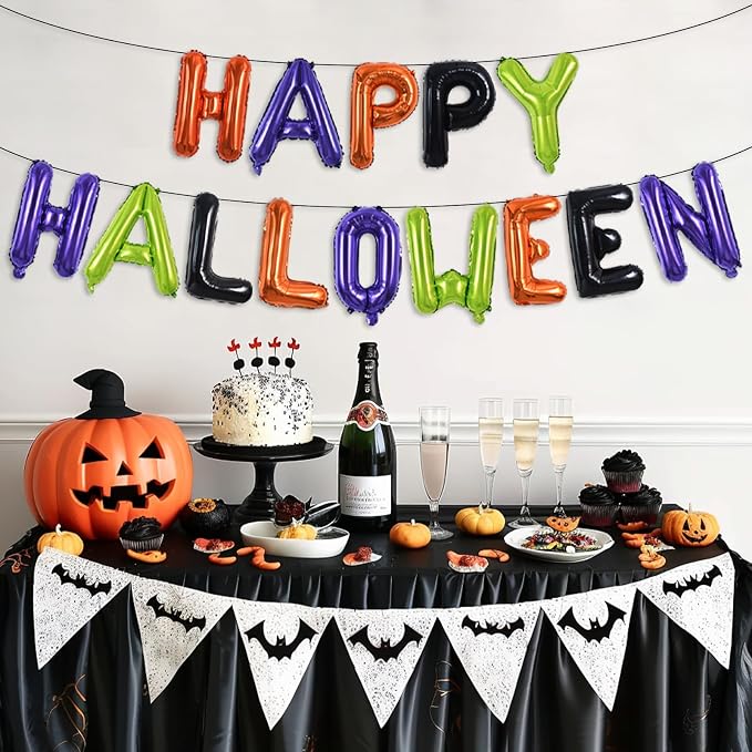 TONIFUL 16 Inch Happy Halloween Balloons Banner, Sign Decorations, Colorful - Image 4
