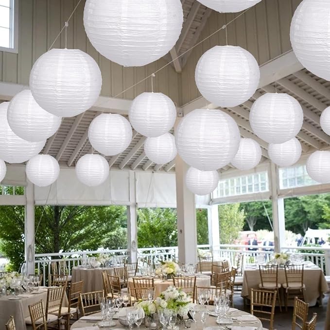 Paper Lanterns Party Decorations, Hanging Round Chinese Lanterns - Image 3