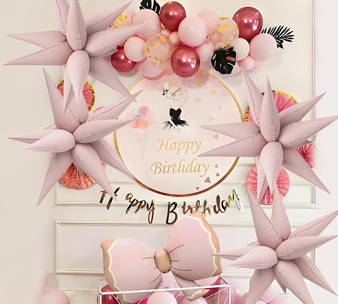 50pcs Matte Pink 20' Water Drop Foil Cone Mylar Balloons Matte Pink Star - Image 6
