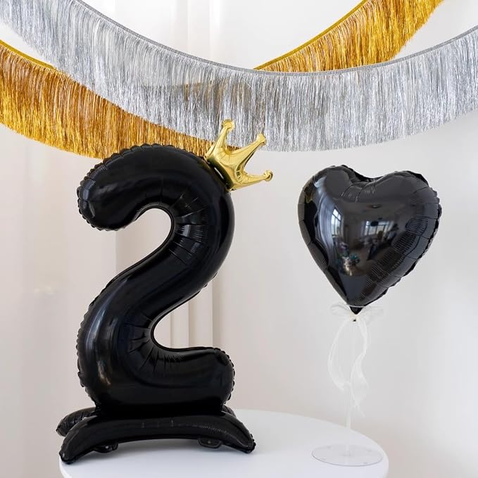 Black Crown Number 7 Balloon Standing Black Princess Digital 7 Foil Balloon | - Image 6