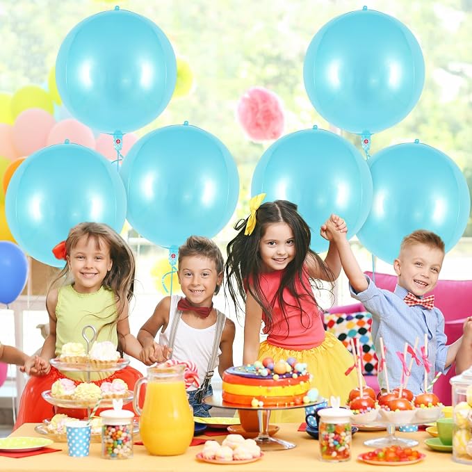 Metallic Light Blue Balloons, 22 Inch Large Sphere Round Balloons - Image 6