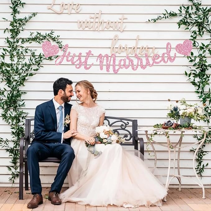 BEISHIDA Pink Just Married Banner - Image 5