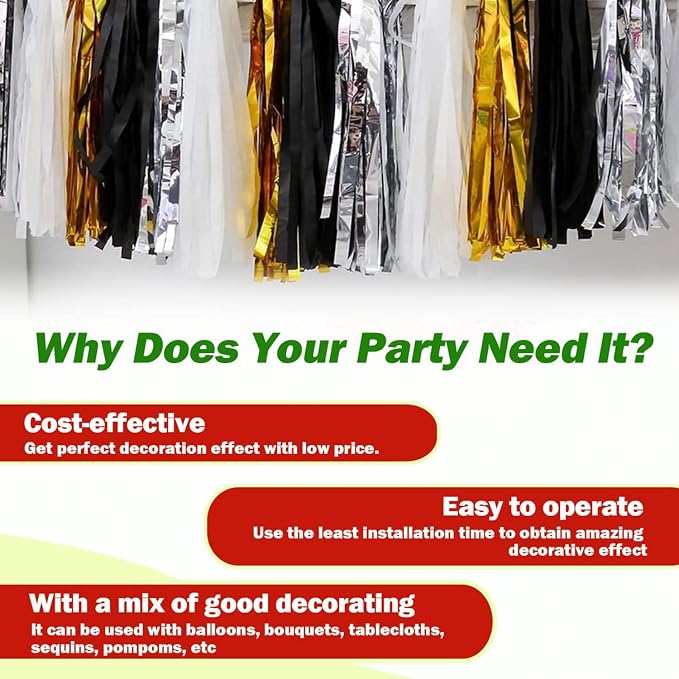 Gold Tassel Garland 20 Pcs, Tissue Paper Tassels Garland Banner - Image 3