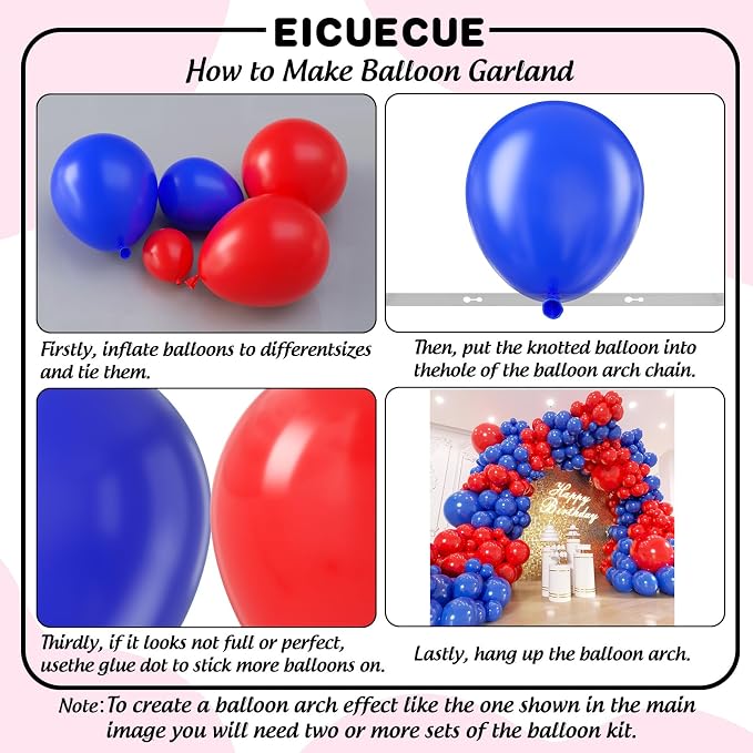 Red and Blue Balloons Garland Arch Kit 154Pcs - Image 3