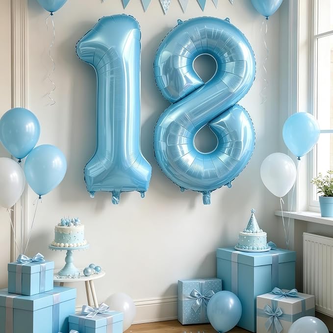 Pastel Blue 17 Balloon Number, Light Blue 17 Balloons - Image 7