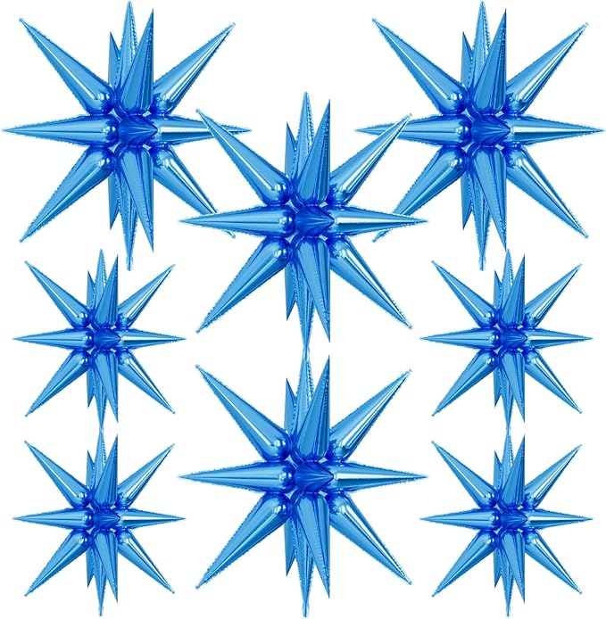 Blue Star Balloons, Large Spike Balloons | 22 Inch Star Balloons, One-Piece by Adeyoo