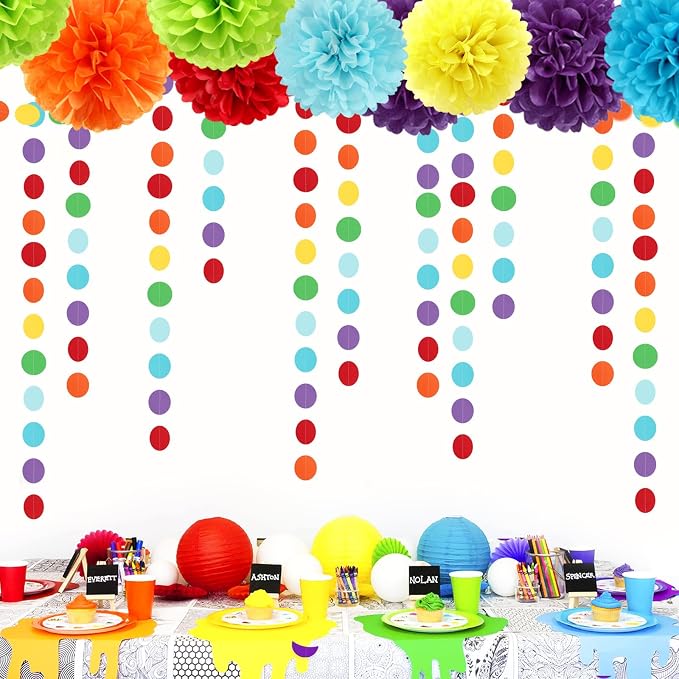Rainbow Party-Decorations Paper-Garland Streamers Banner - 52Ft Colorful Theme - Image 4