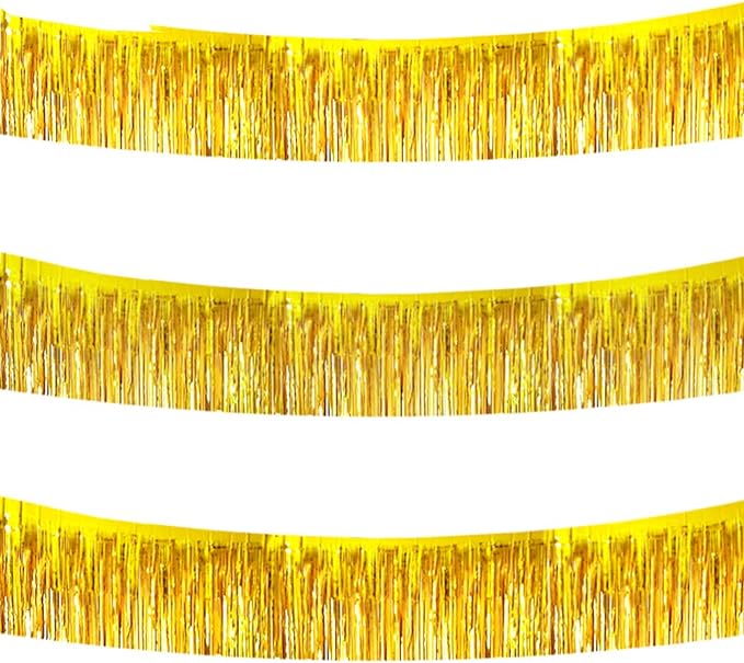 BEISHIDA 3 Packs 30 Feet Metallic Foil Fringe Garland Tinsel Streamers，Shiny by Beishida
