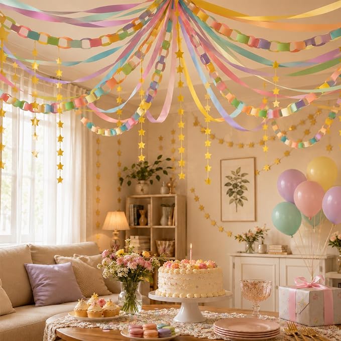 360 Sheets Colorful Paper Chains Strips and Star Garland - Image 6