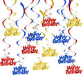 BEISHIDA 12 Pcs Happy Birthday Hanging Swirl Decorations, Pre-Strung Birthday by Beishida