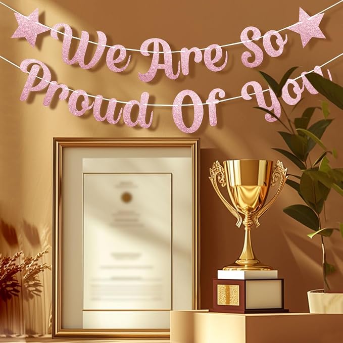 We are So Proud of You Banner Rose Gold Glittery Class of 2026 Graduation - Image 3