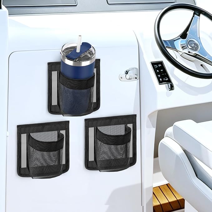 Linkstyle 3PCS Boat Storage Mesh Bag, Self Adhesive Marine Caddy Organizer by Linkstyle