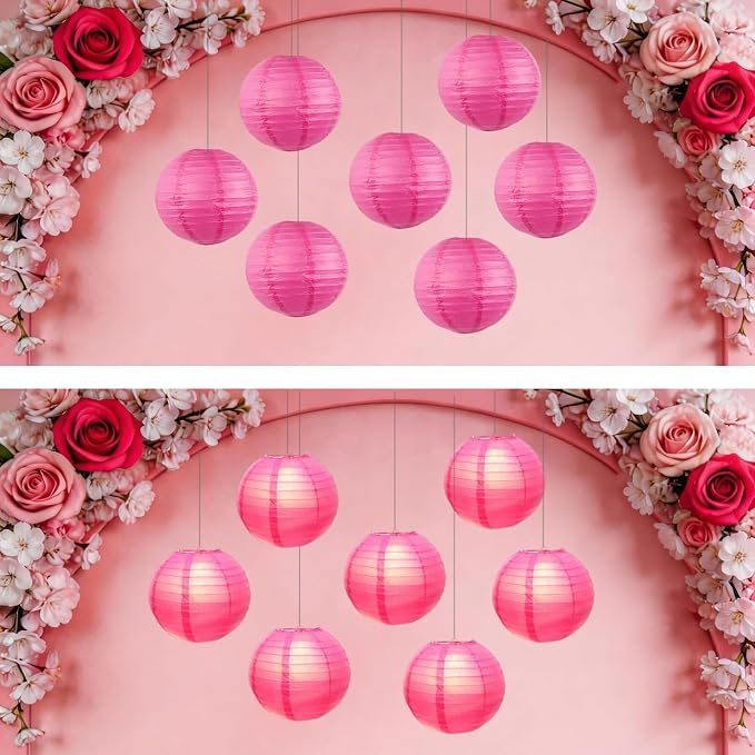 Rose Red Chinese Paper Lanterns - Image 2