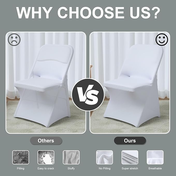 Trlyc Spandex Folding Chair Covers 100 Pcs White - Image 4