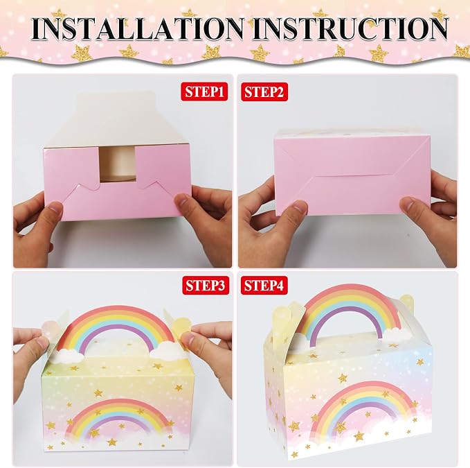 12 Pack Rainbow Gift Boxes Party Favors Cloud Pastel Birthday Goodie Treat - Image 4