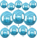 12Pcs Light Blue Round Foil Balloons, Metallic Pearl Blue Foil Balloon by vibzox