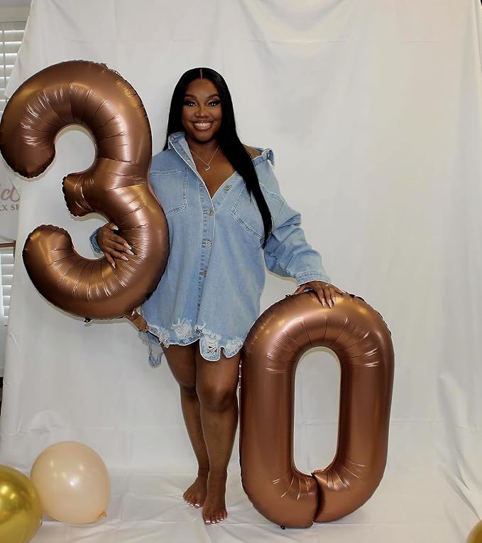 40 Inch Number 9 Balloon, Coffee Brown Birthday Decorations - Image 3