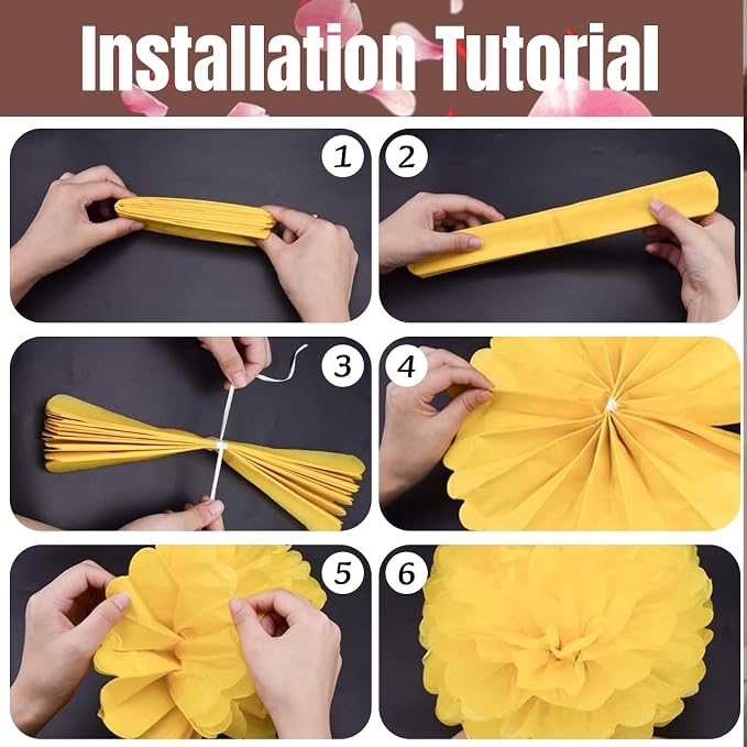 Qimoo 20pcs Coffee Paper Pom Poms Decorations, DIY Decorative Tissue Paper - Image 3