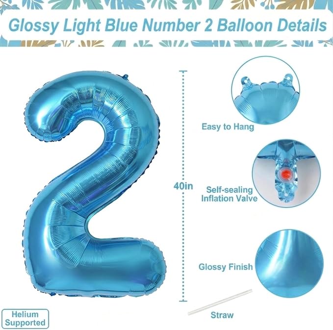 Light Blue Number 12 Balloon 40 Inch, Foil Numeral - Image 4