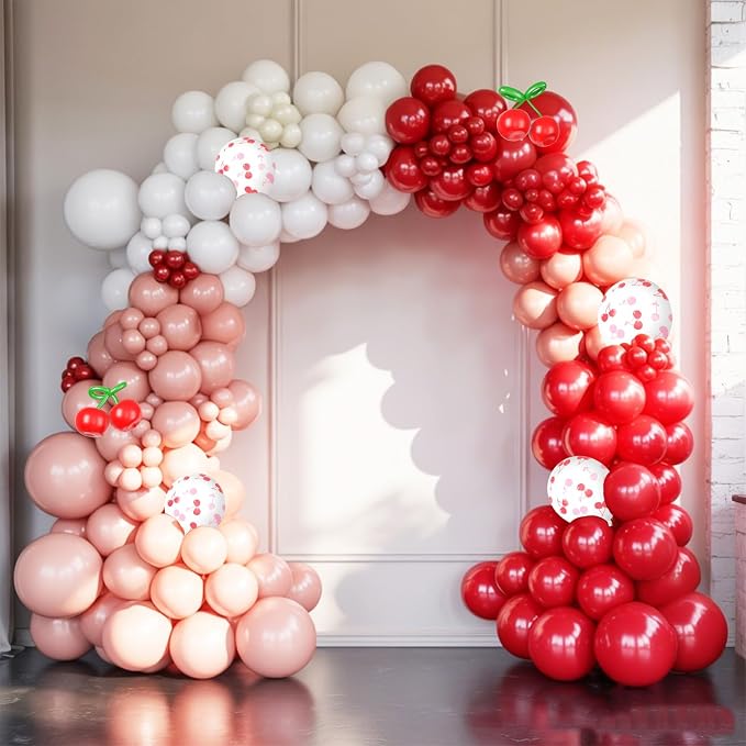 Cherry Balloons, 12 Inch Red and Pink Balloons - Image 4