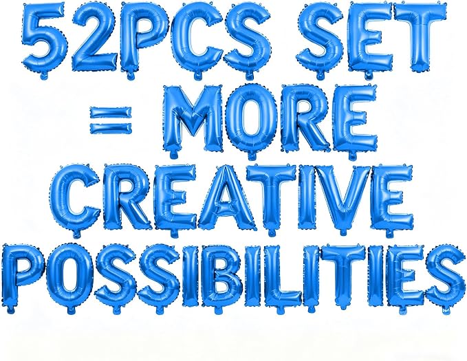 52 Pcs Blue Letter Balloons, Custom 2 Set A-Z Set by GOGAKIE