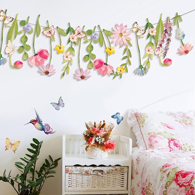 Wildflower Party Decorations Butterfly Flower Banner Butterfly Garland 9ft | - Image 4