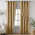100% Blackout Curtains for Bedroom, Double Layer Khaki Curtains, Room Darkening by Swandream