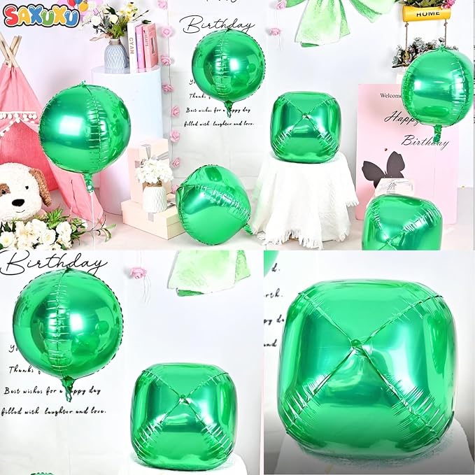 Green Foil Balloons 22 Inch, Giant 4D Round Ball Balloons, Metallic Green - Image 8