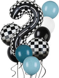 40 Inch Checkered Racetrack Number Balloon 2 Black and White 21 Pcs Kit | Race by GGDE
