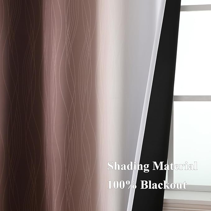 Brown and Greyish White Gradient Blackout Curtains 102 Inches Long - Image 5