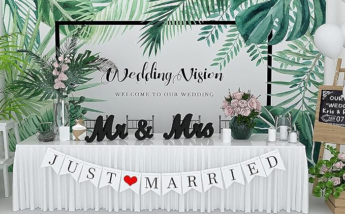 VIOPVERY Wooden Mr & Mrs Wedding Sign - Image 4