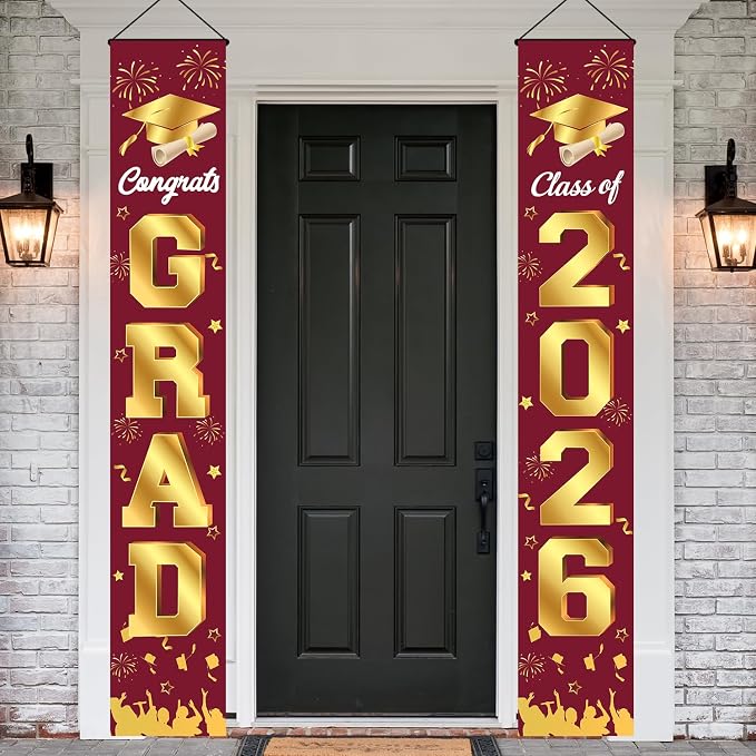 Graduation Decorations 2026 Porch Banner, Congrats Grad Class of 2026 Banner by MAMFEOV