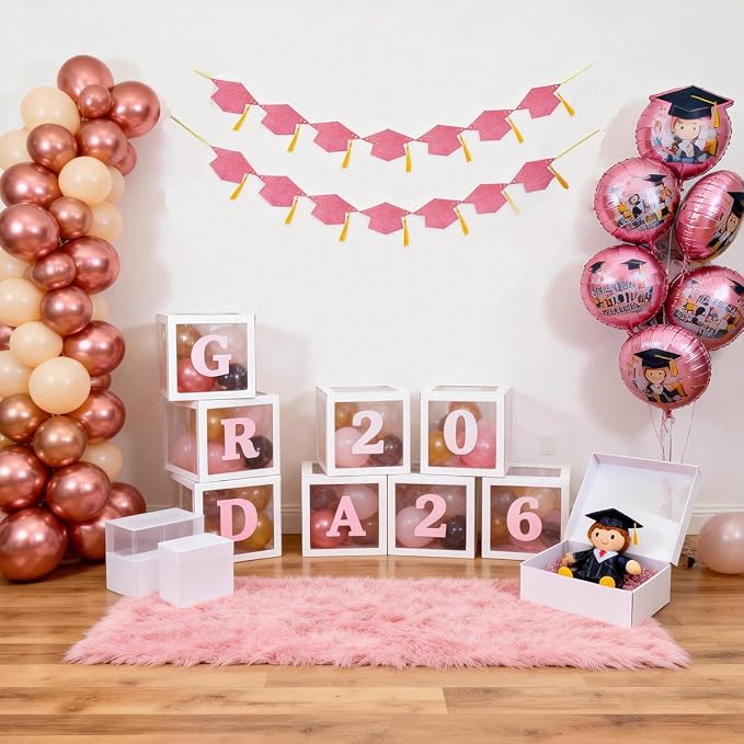 Graduation Decoration Banners 2026 Rose Gold Glitter Graduation Hats Banner | - Image 2