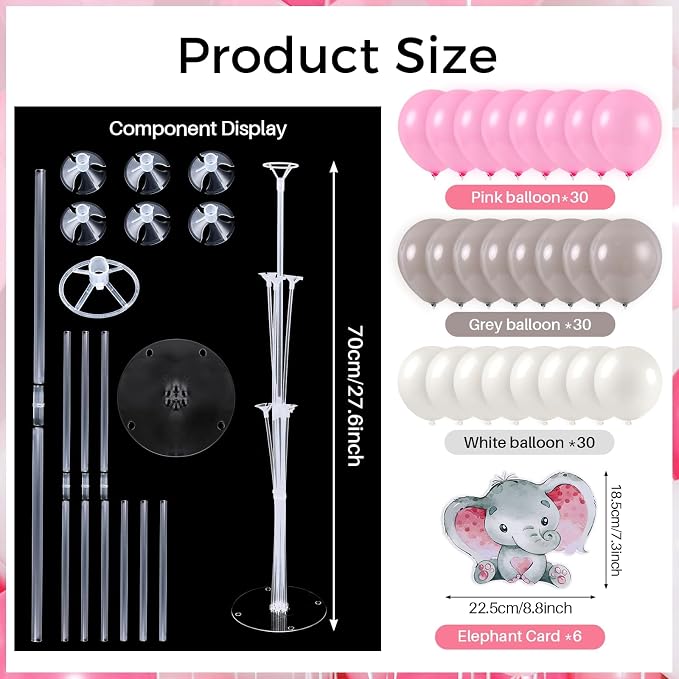 6 Sets Elephant Baby Shower Balloon Stand Kit - Image 3