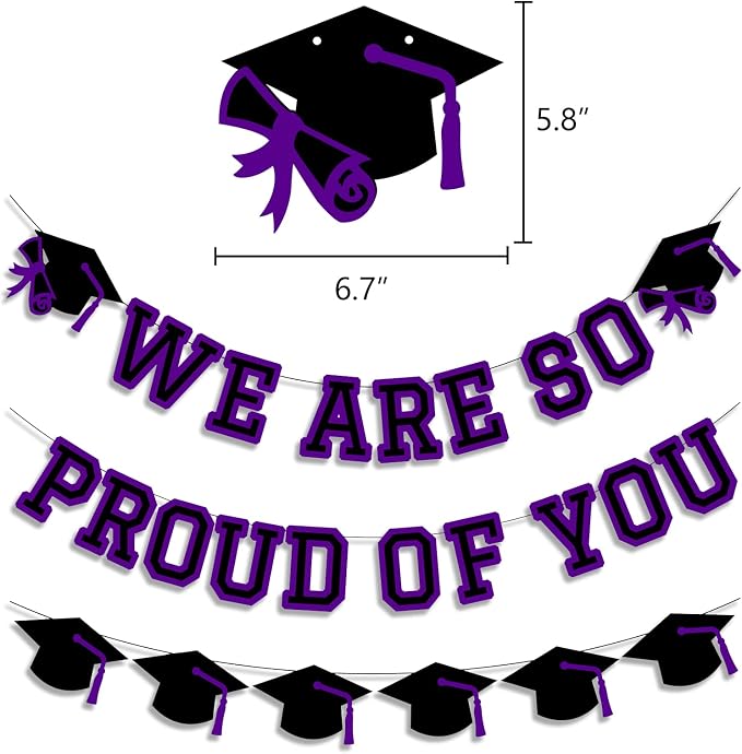We Are So Proud Of You Banner Graduation Party Decorations Congrats Grad Cap - Image 2