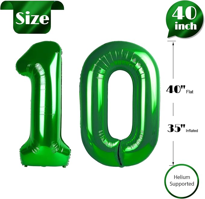 Green Number 10 Balloon 40 Inch - Image 5