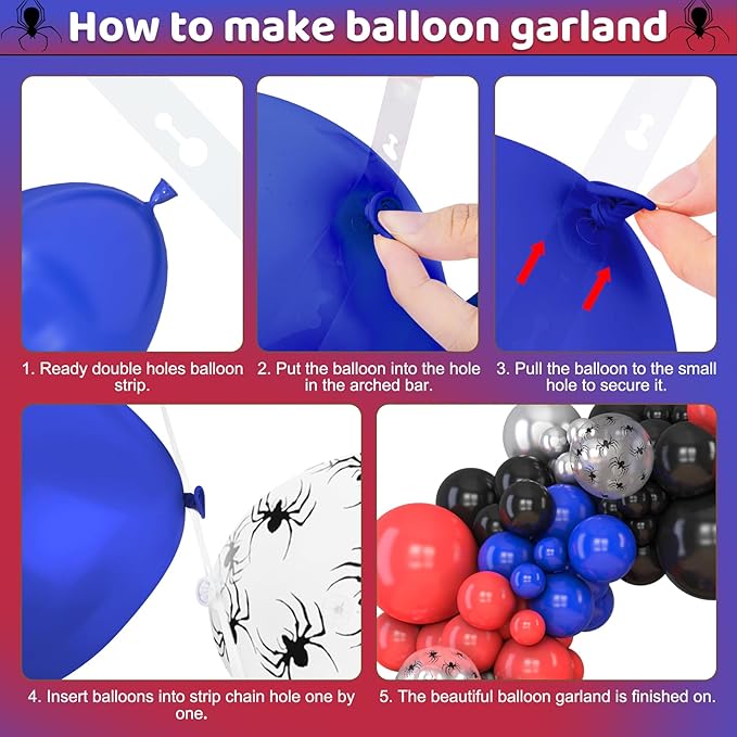 Amandir 153pcs Black Red Blue Balloon Arch Garland Kit Different Sizes | 18 12 - Image 4