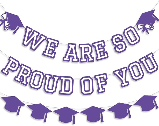 We Are So Proud Of You Banner Graduation Party Decorations Congrats Grad Cap by Unknown