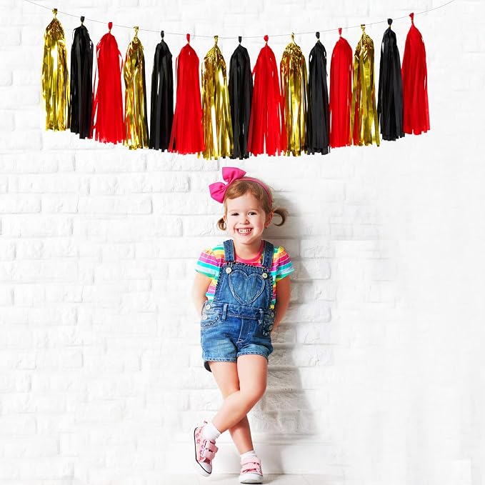 Black-Red Gold Party-Decorations Tassel Garland - Image 4