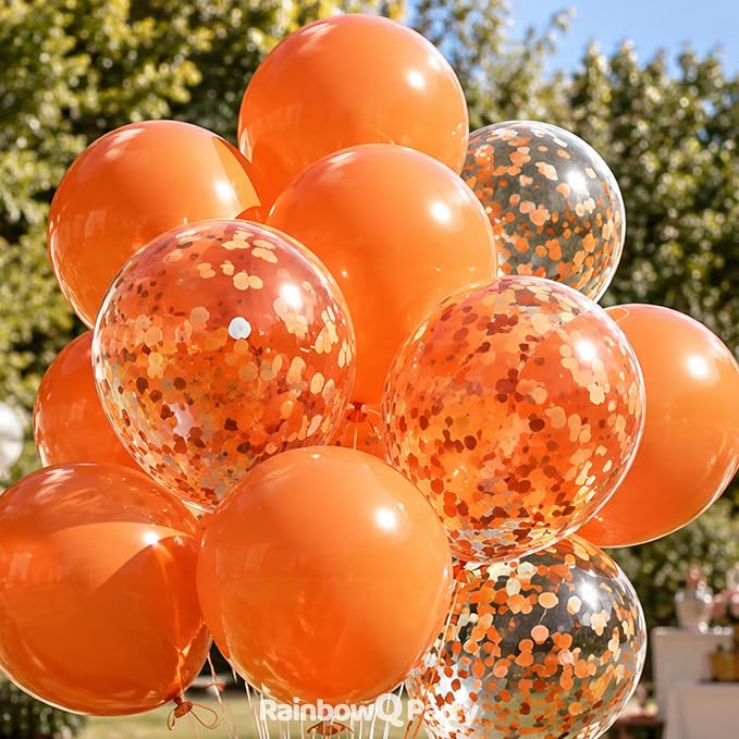 RainbowQ Orange Balloons 55Pcs 12 Inch Confetti Latex Helium Party Balloon | - Image 2