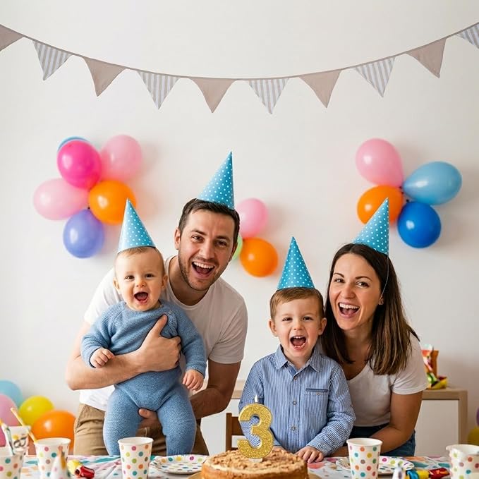 2Pcs Triangle Bunting Flag No-DIY Cotton Fabric Garland Reusable Party Banner - Image 5