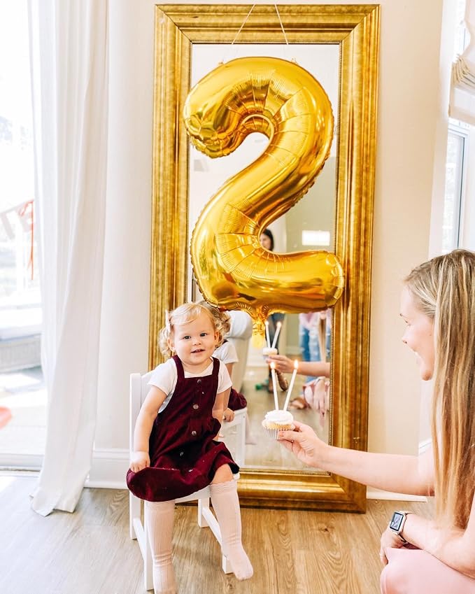 Gold 2 Balloon - Number Balloon 40 Inch, 2st Gold Birthday Decorations | Giant - Image 8