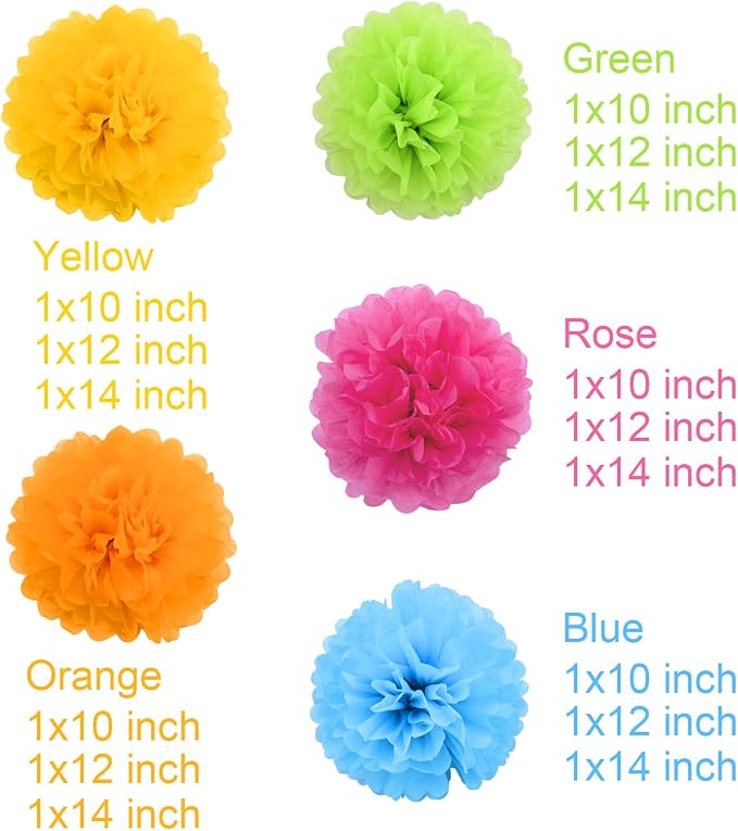 Livder Paper Flowers Bright Colorful Tissue Paper Pom Poms - Image 3