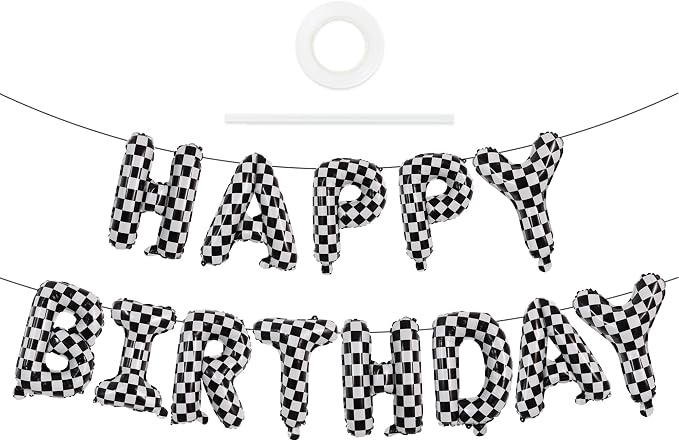 TONIFUL 16 Inch Race Car Themed Happy Birthday Balloons Banner Decorations | by TONIFUL