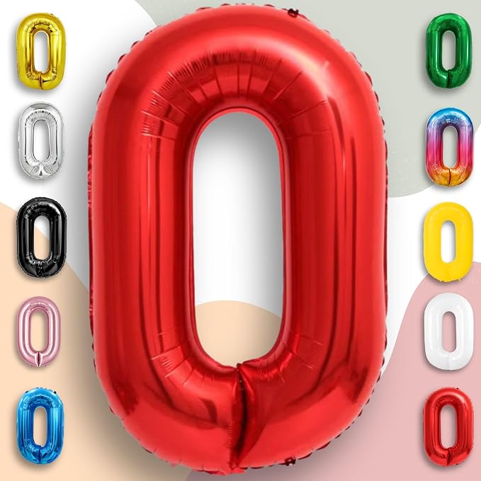 Red Number Balloon 0 Mylar Foil Balloons 16 inch - Image 5