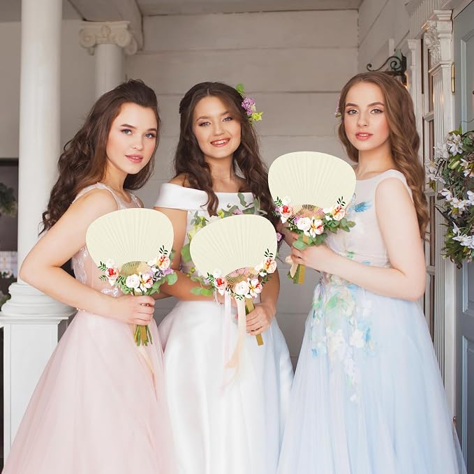 Geelin 50 Pcs Wedding Hand Fans - Image 3